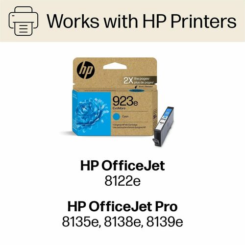 Cartridge, Ink, Evom, HP 923E, Cyan