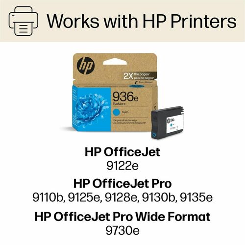 Cartridge, Ink, Evom, HP 936E, Cyan