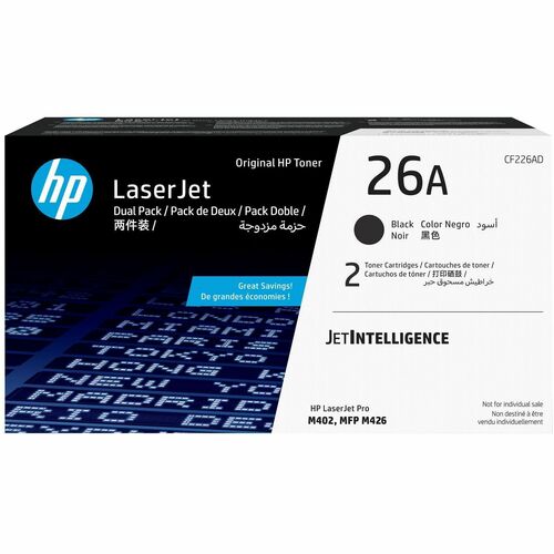Cartridge, Laser, HP 26A, Black, Dual 2/CT