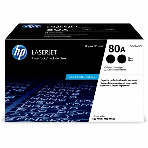 Catridge, Laser, HP 80A, Black, Dual 2/CT