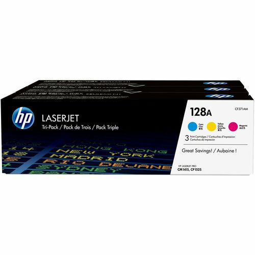 Cartridges, Lj, Cyan, Magenta, Yellow, HP 128A 3/CT