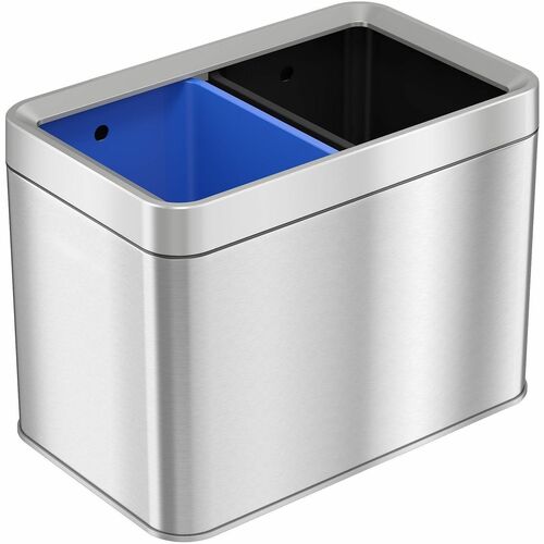 Trash Can, 5.3 Gallon, 10-1/4" W X 16" L X 12" H, Silver
