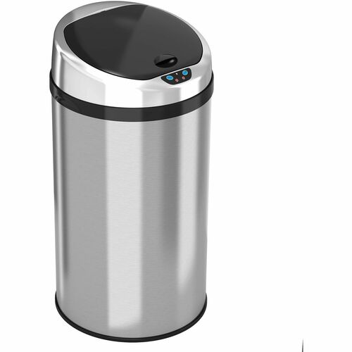 Trash Can, 8 Gal, 12" W x 12-3/4" L x 22-1/4" H, Silver