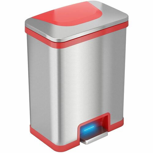 Trash Can, 13 Gal, RD Trim, 16-1/2"x11-1/4"x22-3/4", Silver