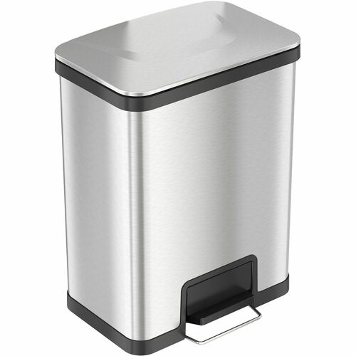 Trash Can, 13 Gallon, 16-1/2"Wx10-1/2"Lx21-1/2"H, Silver