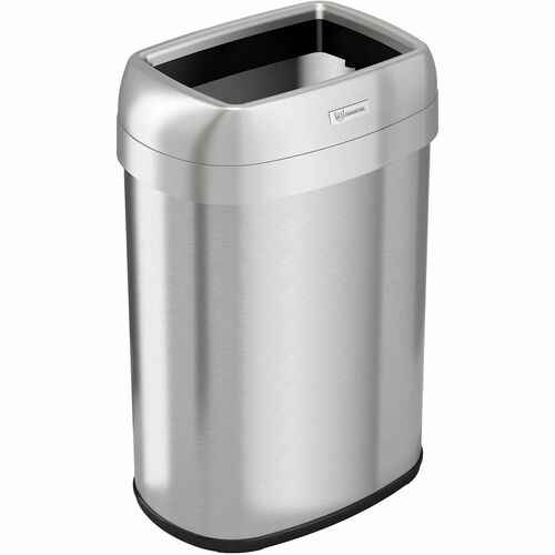 Trash Can, 13 Gallon, Oval, 11-1/2" W x 16" L x 24-1/4" H, Silver