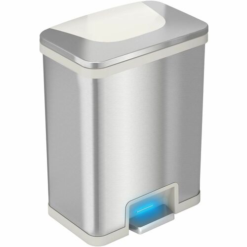 Trash Can, 13 Gal, We Trim, 16-1/2"x11-1/4"x22-3/4", Silver