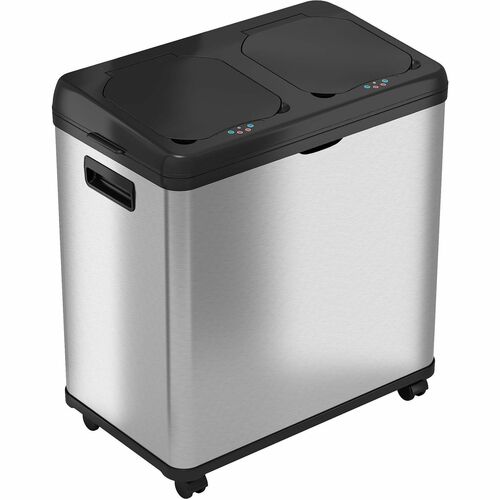 Trash Can, Sensor, 13-9/10" W x 23-1/10" L x 22" H, Silver