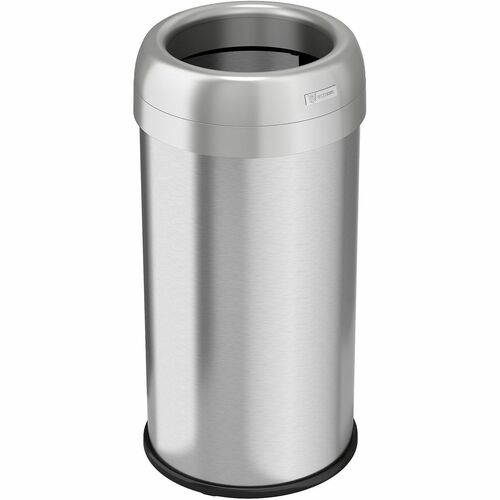 Trash Can, 16 Gal, Round, 14-1/4"Wx14-1/4"Lx28-1/4"H, Silver
