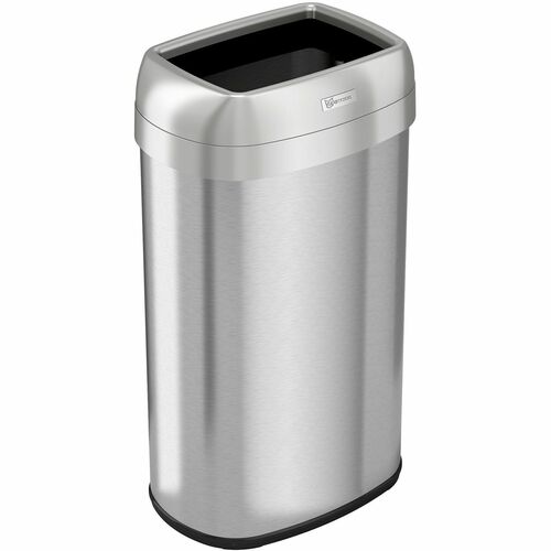 Trash Can, 16 Gallon, Oval, 11-1/2" W x 16" L x 28-1/2" H, Silver