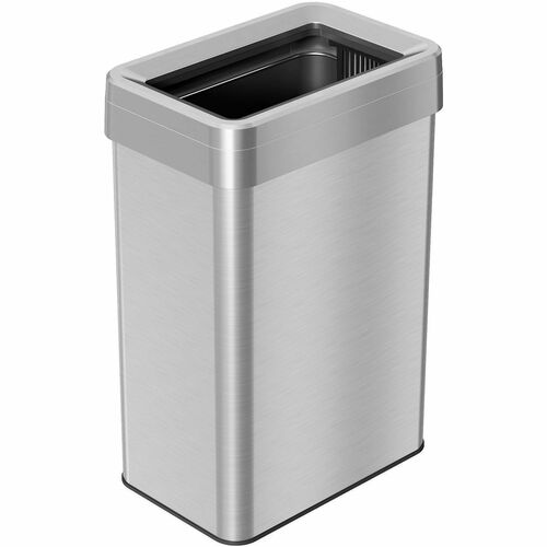 Trash Can, 16 Gal, 10-1/4"Wx16"Lx25-3/10"H, Silver