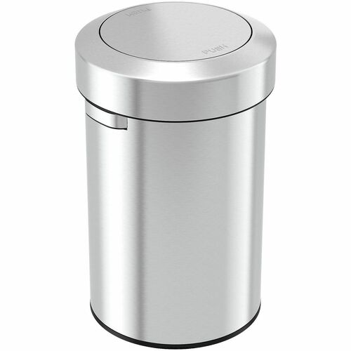 Trash Can, Swing Top, 16" W x 16" L x 25-1/2" H, Silver