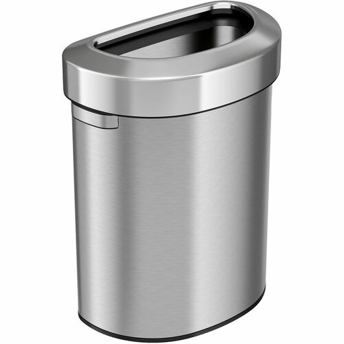 Trash Can, 18 Gallon, Semi Round, 12-2/5"x19-4/5"x26", Silver