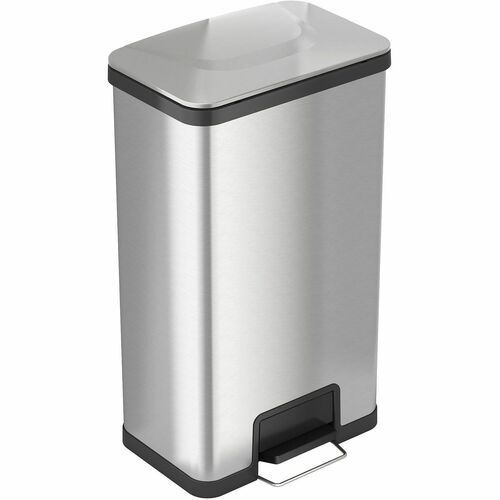 Trash Can, 18 Gallon, 16-1/2" W x 11-1/5" L x 28-2/5" H, Silver