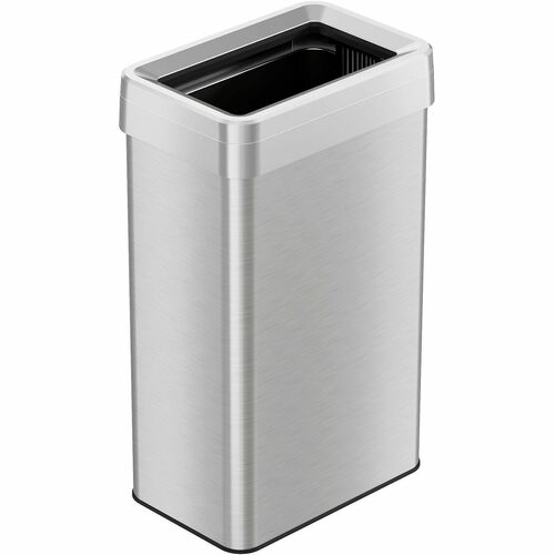 Trash Can, 18 Gallon, 10-1/4" W x 16" L x 28-1/2" H, Silver