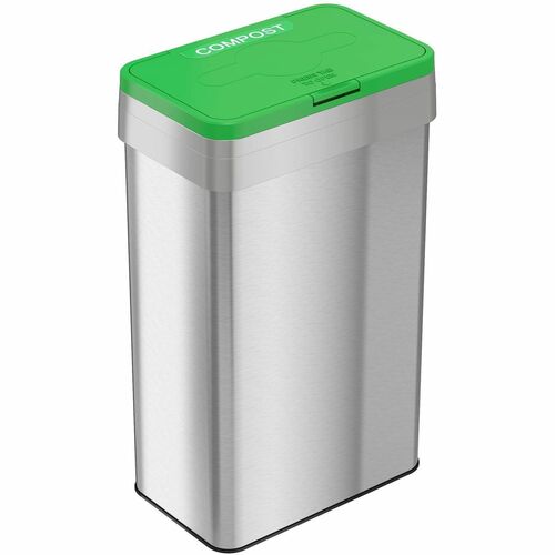 Trash Can, Open Top, 21 Gallon, 10-1/4"x16"x34", Silver