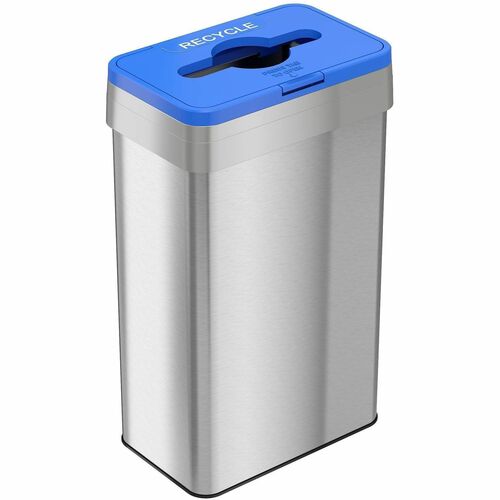 Recycling Bin, Open Top, 21 Gallon, 10-1/4"x16"x34", Silver