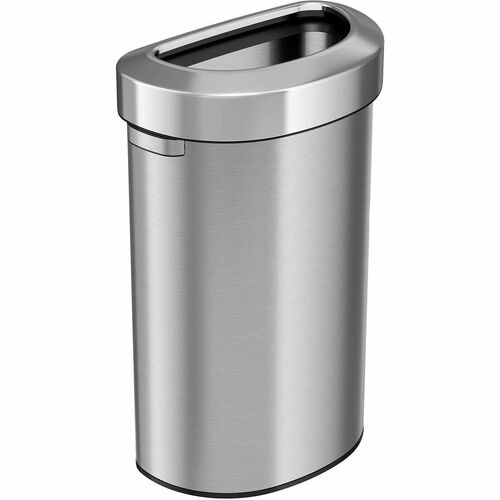 Trash Can, 23 Gallon, Semi Round, 12-2/5"x19-4/5"x33", Silver
