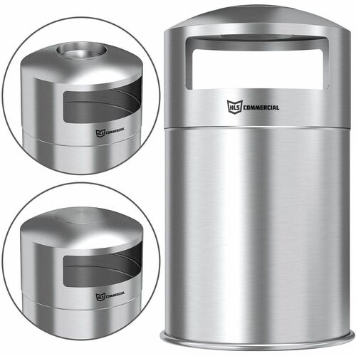 Trash Can, Ash Tray, Inch, 21-7/10"x21-7/10"x40-1/5", Silver