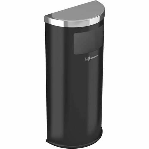 Trash Can, Half Round, 7-9/10" W x 15-7/10" L x 35-2/5" H, Black