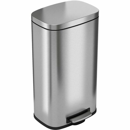 Trash Can, 8 Gallon, 13-1/2" W x 10" L x 24-3/4" H, Silver