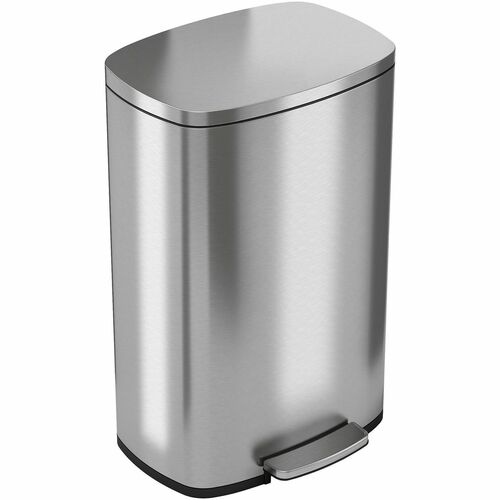 Trash Can, 13 Gal, 16-7/10"Wx13"Lx25-1/2"H, Silver
