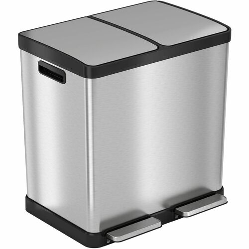 Trash Can, Dual, 21-3/5"Wx17-3/10"Lx28-3/10"H, Silver