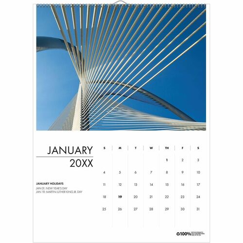 Wall Calendar, Cyan, Architect