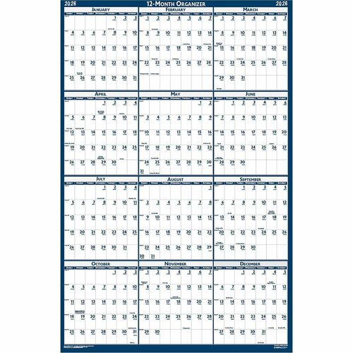 Calendar, Wall, Laminated, 48 x 32