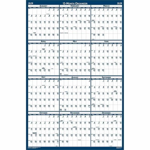 Calendar, Wall, Laminated, 66 X 33