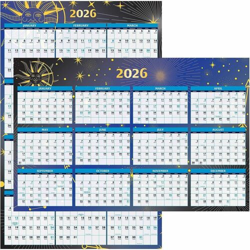 Wall Calendar, Laminated, Cyan, Stargazer