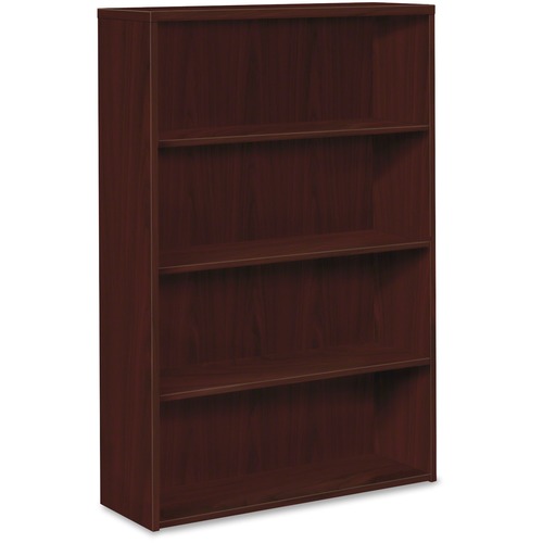 Bookcase, Laminate, 4 Shelf, 36" W, Mahogany
