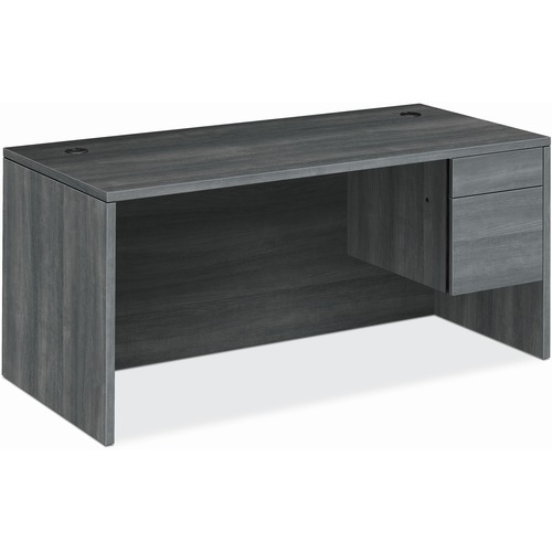Right Pedestal Desk, B/F, 66" x 30" x 29-1/2", Sterling Ash