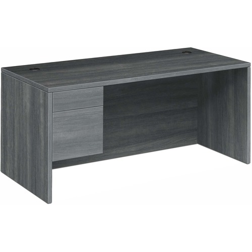 Left Pedestal Desk, 66" x 30" x 29-1/2", Sterling Ash