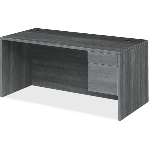 Right Pedestal Desk, 72"x36"x29-1/2", Sterling Ash