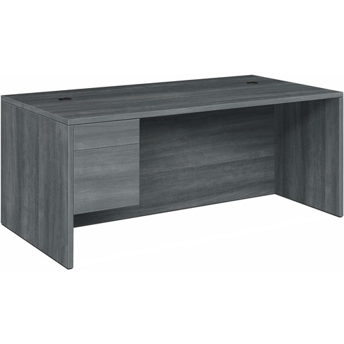 Left Return Pedestal Desk, 72"x36"x29-1/2", Sterling Ash