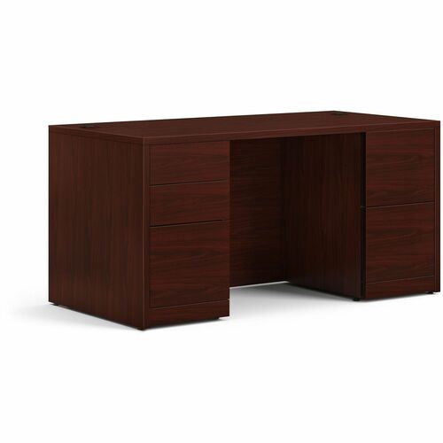 Double Pedestal Desk, Rectangle, 60" x 30" x 29-1/2", Mahogany