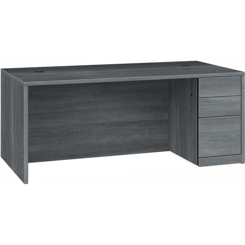 Right Pedestal Desk, B/B/F, 72" x 36" x 29-1/2", Sterling Ash
