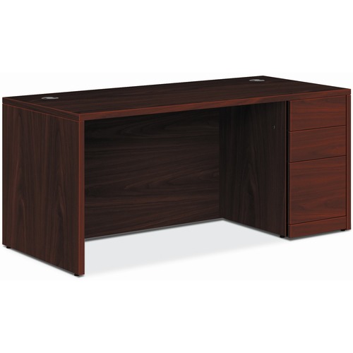Desk, Right Pedestal, B/B/F, 66" x 30" x 29-1/2", Mahogany