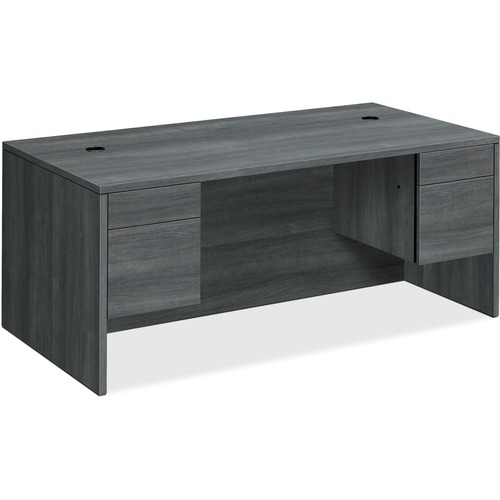 Double-Ped Desk, Rectangle Top, 72"x36"x29-1/2", Sterling Ash