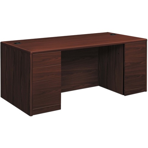 Desk, Double-Pedestal, F/F, B/B/F, 66" x 30" x 29-1/2", Mahogany