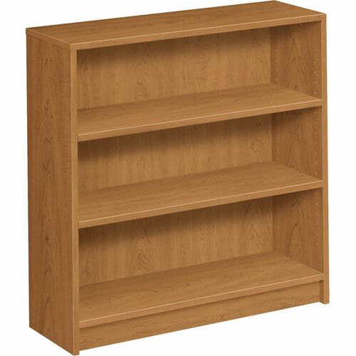 3-Shelf Bookcase, 2 Adj., 36" x 11-1/2" x 36-1/8", Harvest
