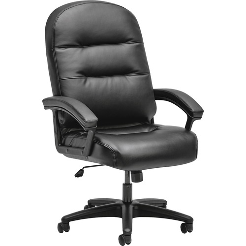 High-Back Chair, Leather, 26-1/4"x29-3/4"x46-1/2", Black