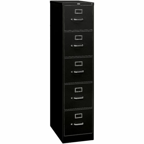File, Letter, 5 Drawer, With Lock, Black