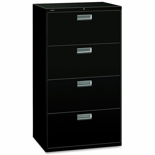 File, Lateral, 4 Drawer, 30" Width with Lock, Black