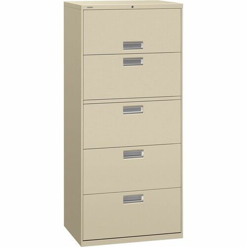 Lateral File, 5 Drawer, With Lock, 30" x 18" x 64-1/4", Putty