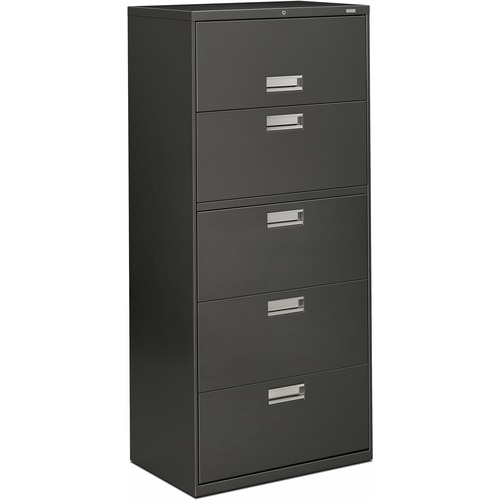 Lateral File, 5 Drawer, With Lock, 30"x18"x64-1/4", Charcoal