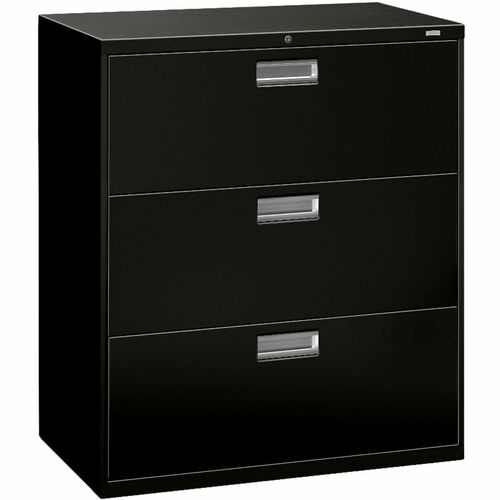 File, Lateral, 3 Drawers, 36" Width/Lock, Black