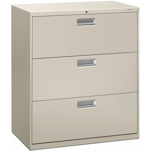 File, Lateral, 3 Drawer, 36" Wide with Lock, Light Gray