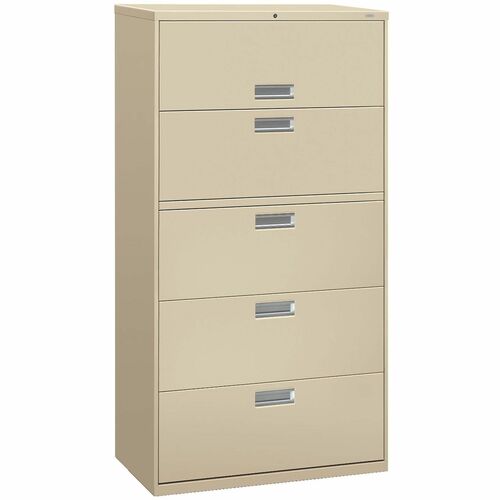 Lateral File, 5 Drawer, With Lock, 36"x18"x64-1/4", Putty